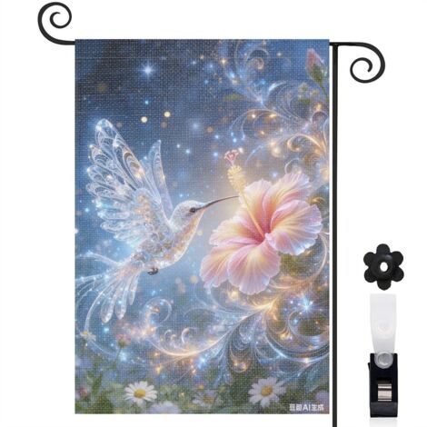 Drapeau de jardin Welcome oiseau tropical 30 x 45 cm décoration cour et maison (1/4)