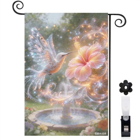 Drapeau de jardin Welcome oiseau coloré 30 x 45 cm décoration extérieure et jardin (1/5)