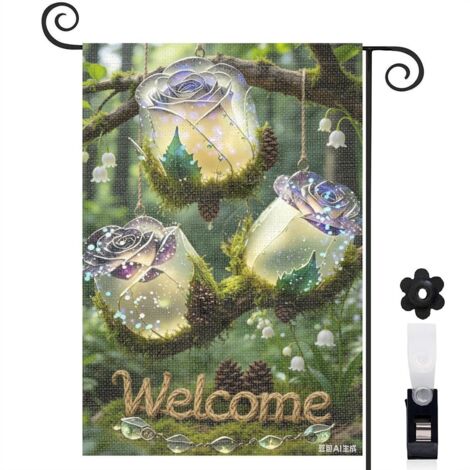 Drapeau vertical palmiers et fleurs tropicales 30 x 45 cm décoration saisonnière extérieure (1/5)