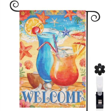 Bannière de cour motifs de boissons pour entrée de maison 30 x 45 cm décoration saisonnière (1/5)