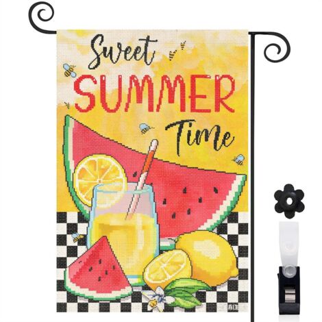 Bannière de cour Sweet Summer Time et boisson 30 x 45 cm décoration maison de campagne (1/5)