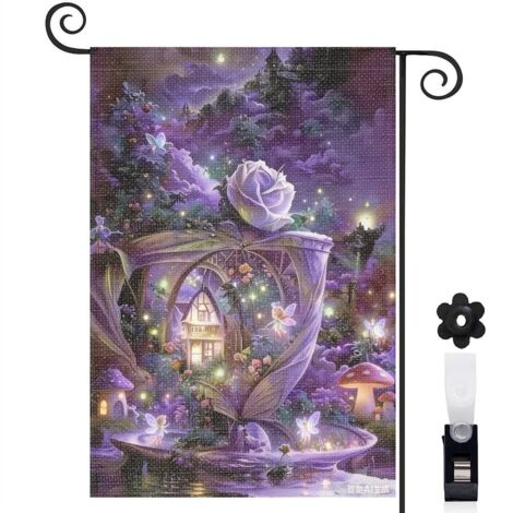 Bannière de cour nuit enchantée et arche de fleurs 30 x 45 cm décoration maison de campagne (1/5)