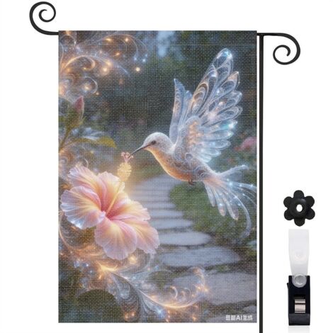 Drapeau de jardin Welcome colibri vibrant 30 x 45 cm décoration jardin et balcon (1/5)