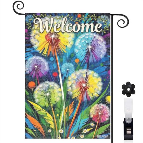 Bannière de cour papillons et pissenlits lumineux 30 x 45 cm décoration porche et extérieur (1/5)
