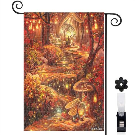 Bannière de cour Welcome fée et maison de fée 30 x 45 cm décoration jardin et terrasse (1/5)