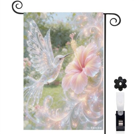 Drapeau de jardin Welcome colibri brillant 30 x 45 cm décoration saisonnière jardin (1/5)