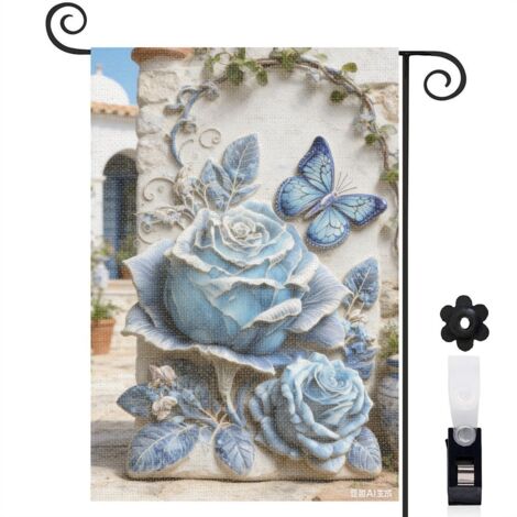 Bannière de cour Welcome et papillons magiques 30 x 45 cm décoration terrasse et balcon (1/5)