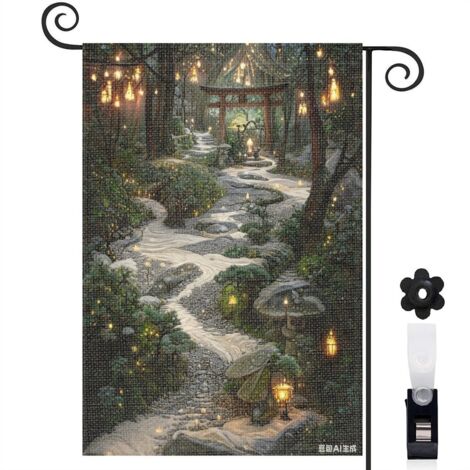 Bannière de cour Welcome forêt enchantée et Welcome 30 x 45 cm décoration porche et extérieur (1/4)