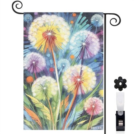 Drapeau vertical papillons et pissenlits lumineux 30 x 45 cm décoration saisonnière cour (1/5)
