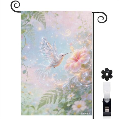 Bannière de cour Welcome colibri magique 30 x 45 cm décoration extérieure et cour (1/5)