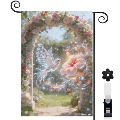 Drapeau de jardin Welcome hibiscus tropical 30 x 45 cm décoration porche et extérieur (1/5)
