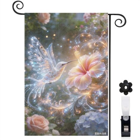 Bannière de cour Welcome fleur hibiscus 30 x 45 cm décoration maison et jardin (1/3)