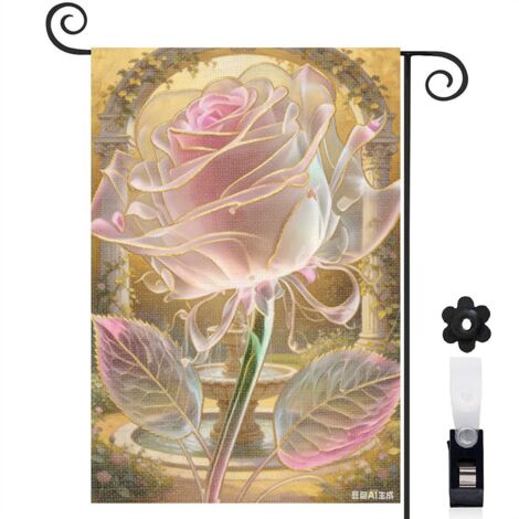 Bannière de cour rose rose et effet magique 30 x 45 cm décoration porche et maison (1/5)