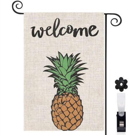Drapeau de jardin ananas et fond aquarelle 30 x 45 cm décoration terrasse et extérieur (1/5)