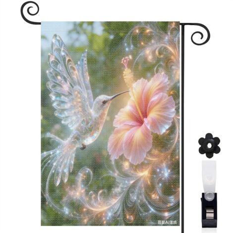 Drapeau vertical Welcome hibiscus doux 30 x 45 cm décoration extérieure et cour (1/5)