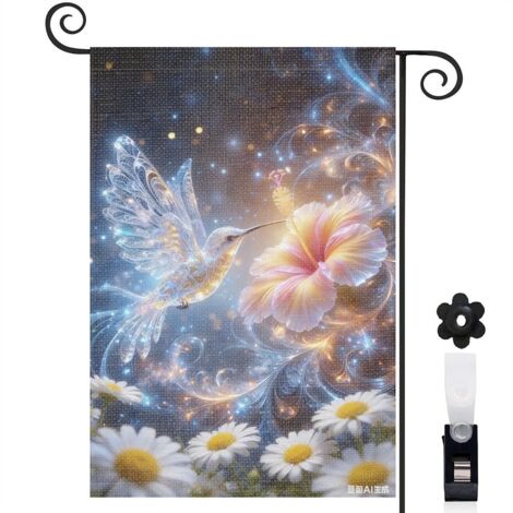 Drapeau vertical Welcome fleur tropicale 30 x 45 cm décoration cour et extérieur (1/5)