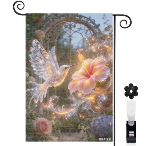 Drapeau de jardin Welcome colibri doux 30 x 45 cm décoration porche et extérieur (1/5)