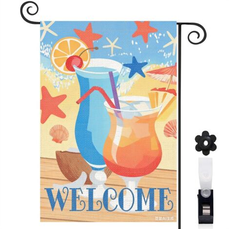 Drapeau de jardin style vacances et boissons colorées 30 x 45 cm décoration extérieure (1/5)