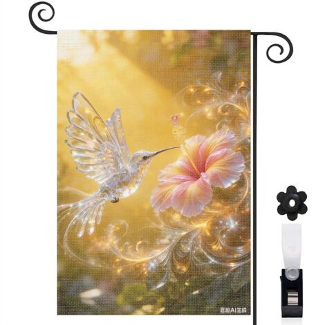 Drapeau vertical Welcome hibiscus magique 30 x 45 cm décoration cour et extérieur (1/5)