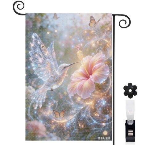 Bannière de cour Welcome fleur brillante 30 x 45 cm décoration extérieure et jardin (1/5)