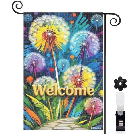 Drapeau vertical Welcome et papillons de jardin 30 x 45 cm décoration jardin d'été (1/4)