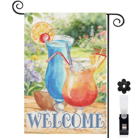 Bannière de cour boissons colorées pour la saison estivale 30 x 45 cm porche et jardin (1/5)