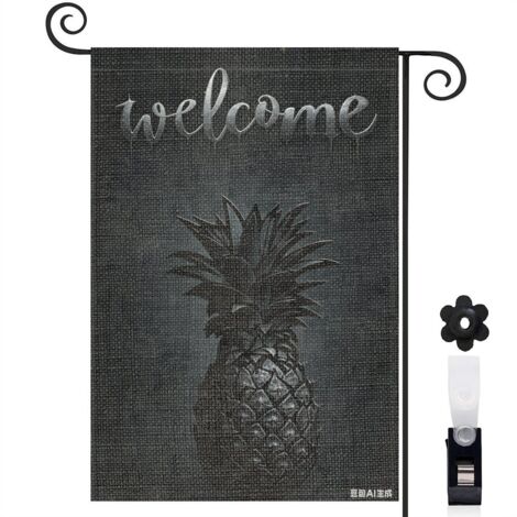 Drapeau de jardin Welcome et ananas frais 30 x 45 cm décoration cour et balcon (1/5)
