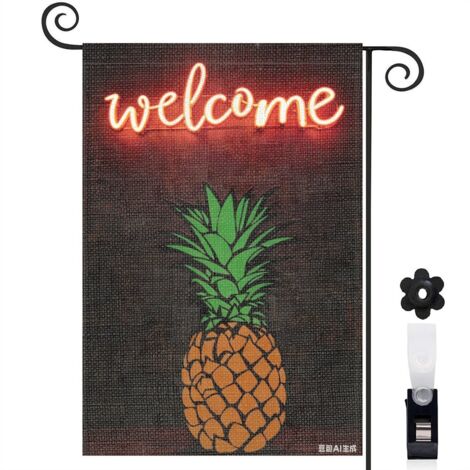 Bannière de cour ananas et jardin zen 30 x 45 cm décoration porche et maison (1/5)