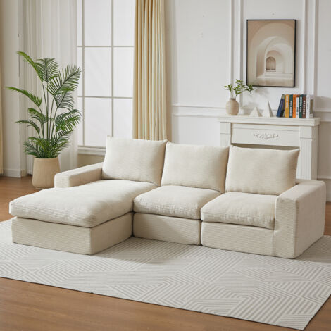 Canapé sans ossature avec chaise. Canapé moderne et rembourré en cuir, doté de trois coussins. Canapé idéal pour les pièces à vivre et à coucher. Pas besoin d’installation particulière (W3349S00016) (1/5)