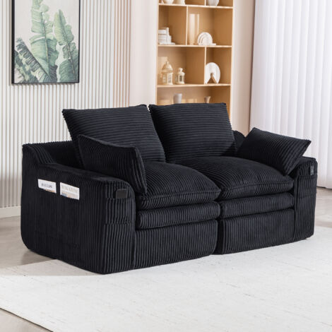 Canapé modulaire pour deux personnes – avec des coussins et deux compartiments latéraux de tailles différentes. Matériau en mousse à trois couches + mousson pour une réaction rapide lors du mouvement (1/5)
