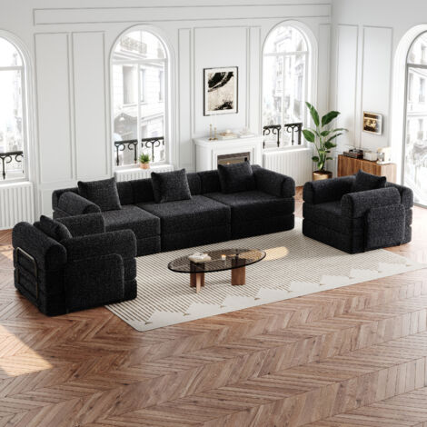 [Design breveté] Canapé-lit 2-en-1 avec un espace de rangement dans le dossier, trois cadres métalliques et plusieurs possibilités de configuration. (1/5)
