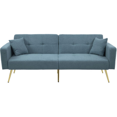 Canapé convertible avec fonction de lit.angle réglable. Pieds en or. Possède des coussins et des compartiments de rangement sur les côtés. (1/5)
