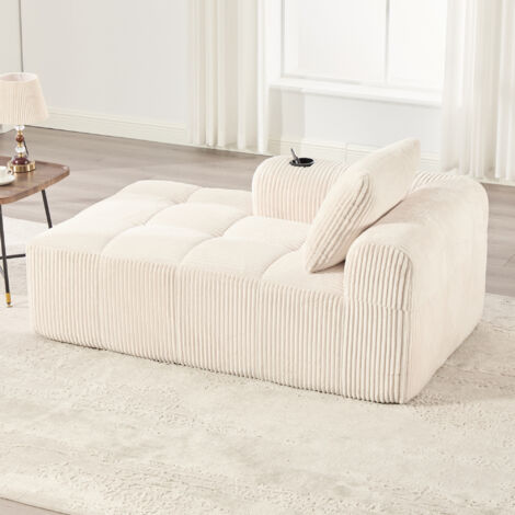 Fauteuil confortable en tissu cordé, canapé… Sans nécessité de montage. Canapé moelleux, avec coussin pour le dos. Poche latérale pour ranger la télécommande et l’appareil mobile. Support intégré pour (1/5)