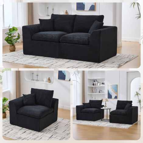 Canapé moderne et minimaliste en tissu. Canapé double pour le salon. Siège doux et confortable. L’ensemble est complet, avec des coussins. Canapé idéal pour les moments de détente, dans un style nordi (1/5)