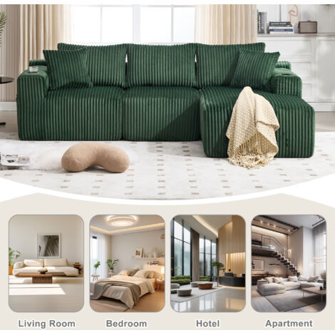 Set de canapés modulaires avec un chaiselongue et deux sièges. Revêtement en mousse douce. Comporte 5 coussins. Des poches latérales permettent de ranger des boissons. Matériau de haute qualité (1/5)