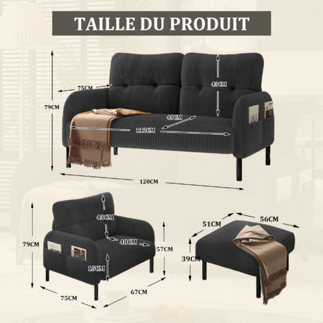 Set de 3 chaises + tabourets + canapé pour 2 personnes. Structure en tube d’acier. Assise très confortable. Profondeur de l’assise optimale pour un maximum de confort (1/5)