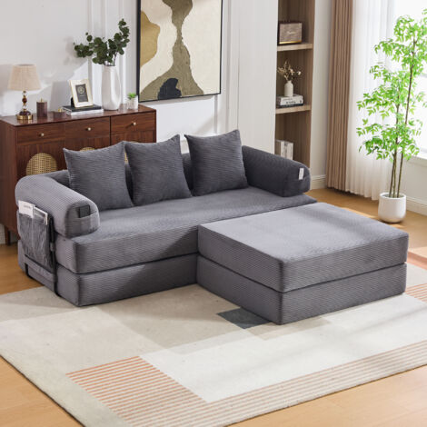 Canapé modulaire à compression pour les bras, avec un cadre métallique stable, des compartiments latéraux et 3 coussins confortables. Les coussins sont très épais, ce qui apporte une plus grande confo (1/5)