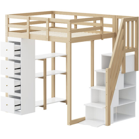 Lit mezzanine multifonction extra-large — Offrant un vaste espace de rangement et d'exposition, c'est le choix idéal pour les chambres d'enfants, les appartements et les espaces de vie pour une person (1/5)