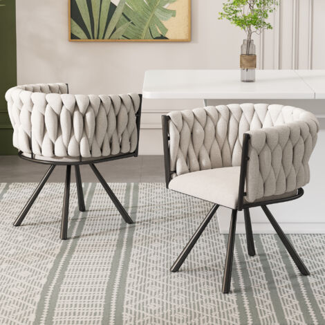 Chaise en lin, ensemble de deux pièces. Chaise tournante pour les salles de séjour et les chambres à coucher, offrant un grand confort. (1/5)