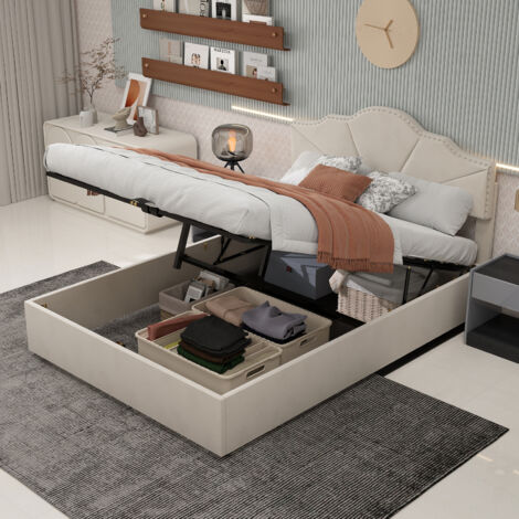 Lit moelleux moderne et minimaliste, avec un sommier confortable et doux. Les dimensions du lit sont de 160×200 cm. Il s’agit d’un meuble de chambre multifonctionnel. Ce lit ne comprend pas de matelas (1/5)