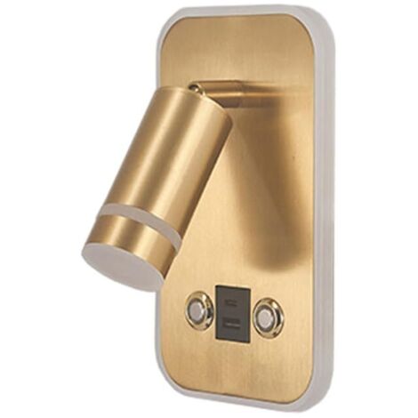 Lampe murale LED, lampe de lecture, spot réglable, lampe de lit à intensité variable à couleur changeante avec interrupteur et chargement USB
