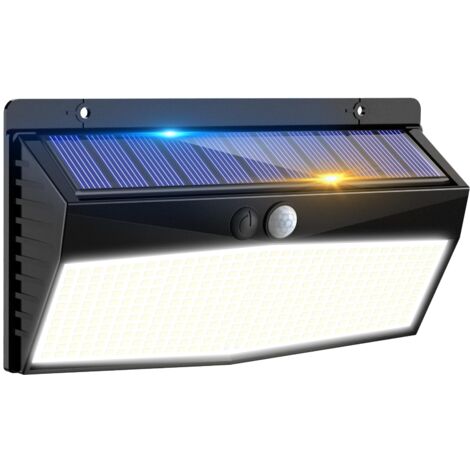 Lampe solaire d'extérieur 368 LED avec détecteur de mouvement et 3 modes d'éclairage, étanche, idéale pour une terrasse, un mur ou un jardin. (1/5)