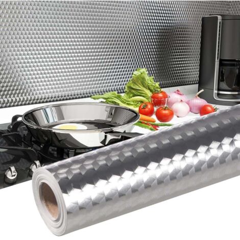 Film adhésif cuisine aluminium 2pcs 40x3m crédence autocollante étanche anti-graisse papier protection meuble cuisine plan de travail résistant chaleur