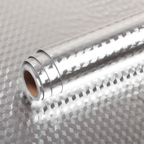 Papier adhésif cuisine aluminium 4pcs 40x10m crédence autocollante étanche anti-graisse film inox protection cuisine plan de travail meuble résistant chaleur