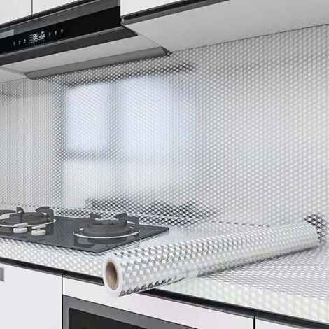 Papier adhésif cuisine aluminium 4pcs 40x5m crédence autocollante étanche anti-graisse film protection plan de travail meuble cuisine résistant chaleur durable