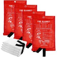 Lot de 4 couvertures anti-feu, couverture d'urgence en fibre de verre, couverture de sécurité pour abri anti-incendie pour cuisine Voiture, 1 1 m