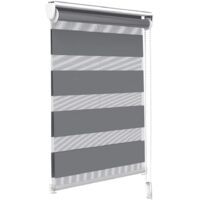 Store Enrouleur Jour Nuit sans perçage 50cm x 150cm gris, Facile à Installer avec Clips pour Fenêtre ou Porte, Store Enrouleur en Tissu Double
