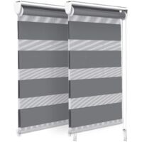 2PCS Store Enrouleur Jour Nuit Tissu Double avec ou sans Perçage 50x150cm Protection de Votre Vie Privée Rideau pour Fenêtres et Portes Store ,Gris
