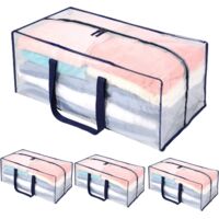4 Pack Heavy Duty Extra Large Clear Storage Bag, Moving Bag, Clothes Organizer, Dorm Room Essentials