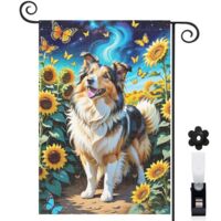 Drapeau de jardin Joyeuses saisons en toile de jute 45 x 30 cm facile à installer décoration saisonnière pour jardin